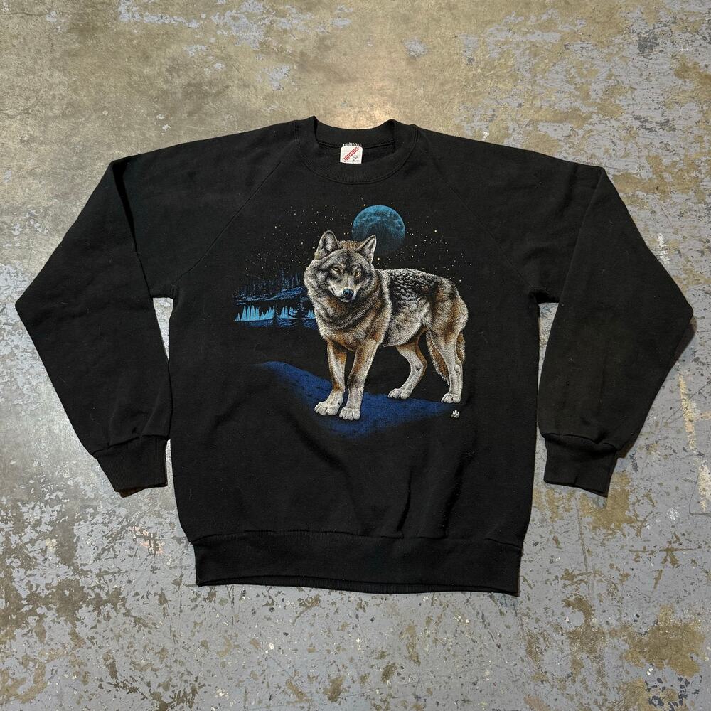 Vintage 1987 LSJ Wolf In The Night Crewneck